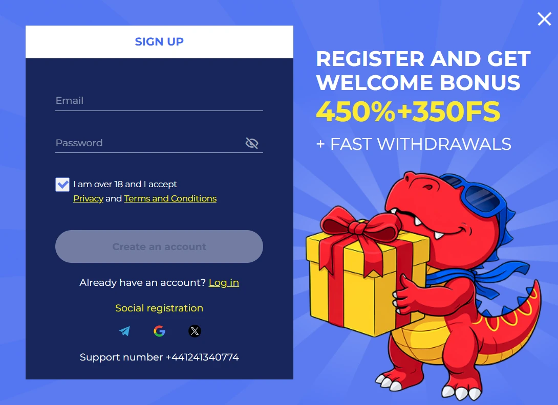 Casper Spins registration or identity verification screen